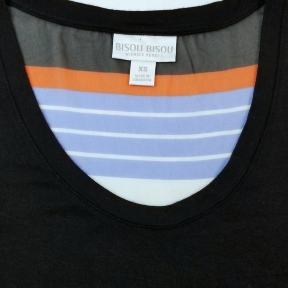Bisou Bisou Sheer Striped Back Tee XS - Picture 6 of 7